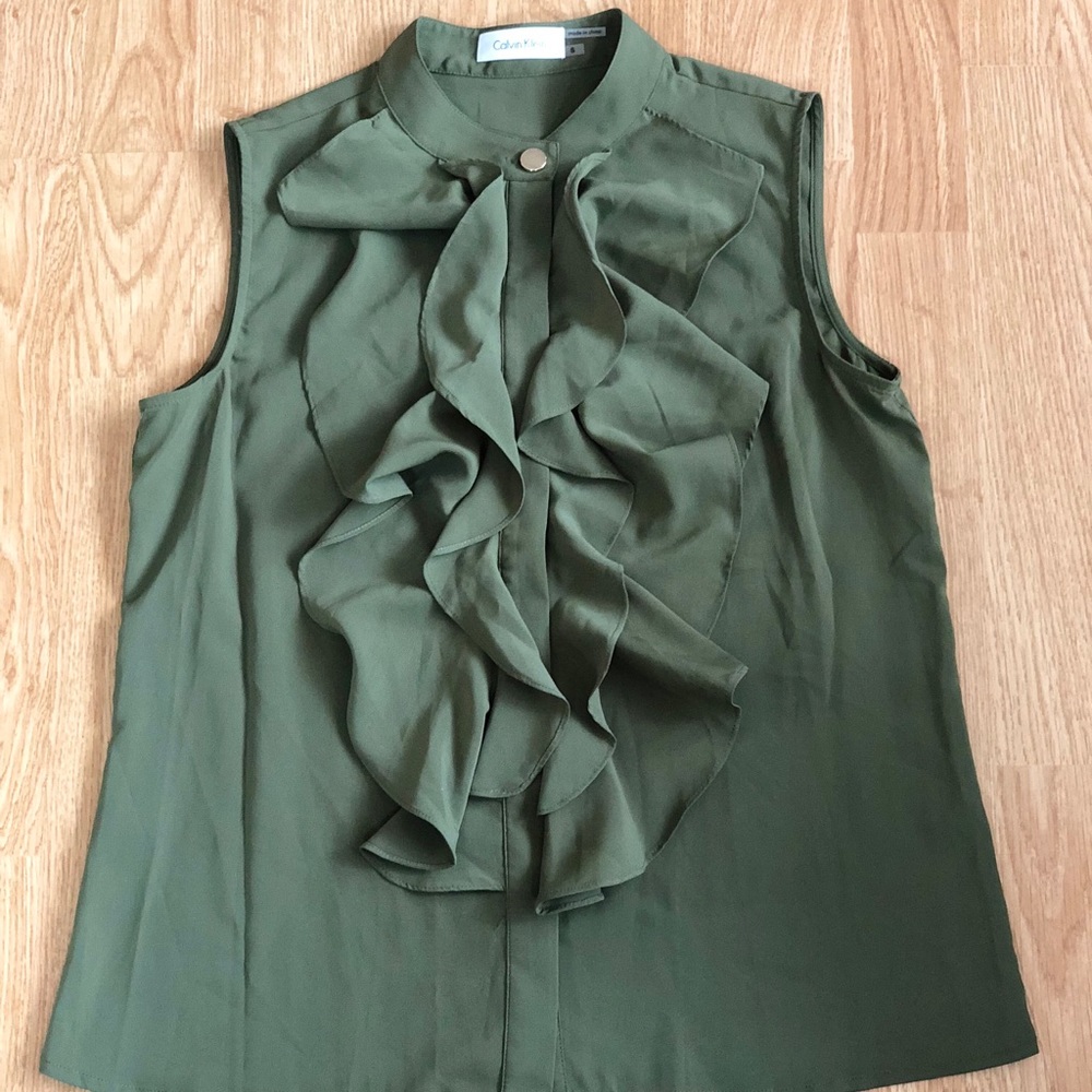 Calvin Klein, olive green blouse